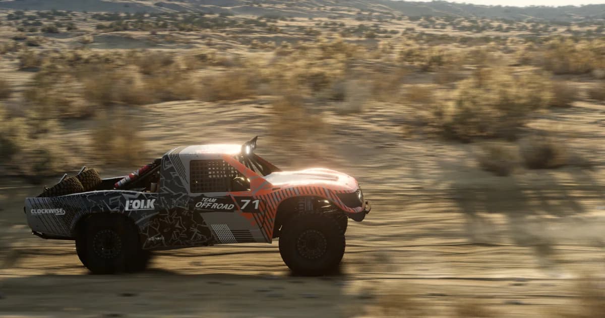 A desert trophy truck kicking up dust in BeamNG.drive