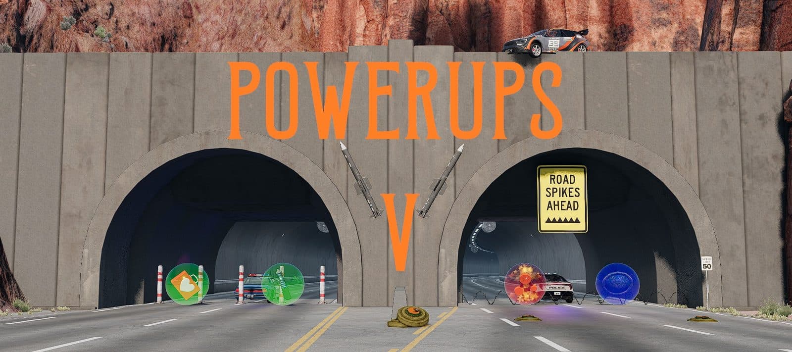 BeamNG PowerUps mod for BeamMP — arcade combat pickups, now one-click installable on Connect Hosting BeamMP servers