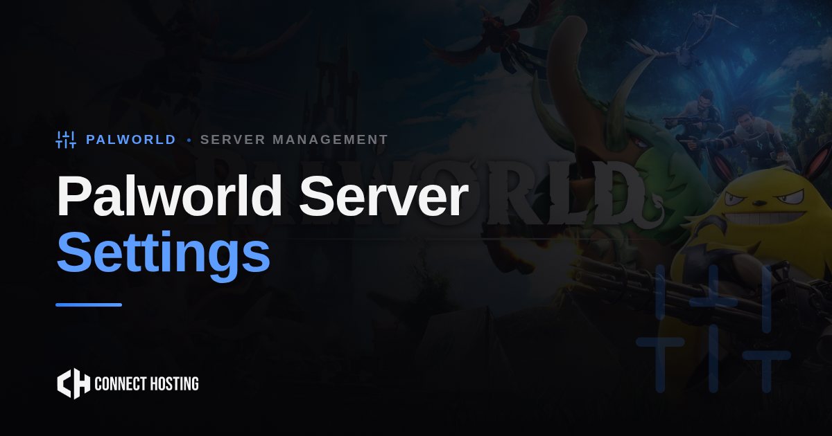 Palworld World Settings editor in the Connect Hosting panel